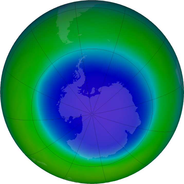 Antarctic ozone map for September 2022